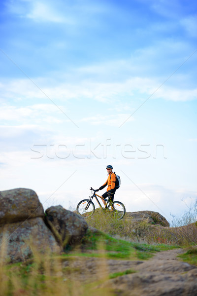 サイクリスト 自転車 美しい 山 空 スポーツ ストックフォト © maxpro