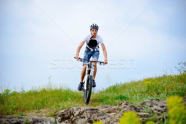 Ciclista equitazione bike bella primavera montagna Foto d'archivio © maxpro