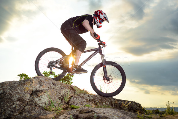 Profi kerékpáros lovaglás bicikli lefelé domb Stock fotó © maxpro