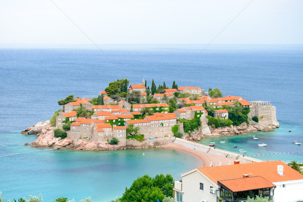 Beautiful Island and Luxury Resort Sveti Stefan, Montenegro. Balkans, Adriatic sea, Europe. Stock photo © maxpro