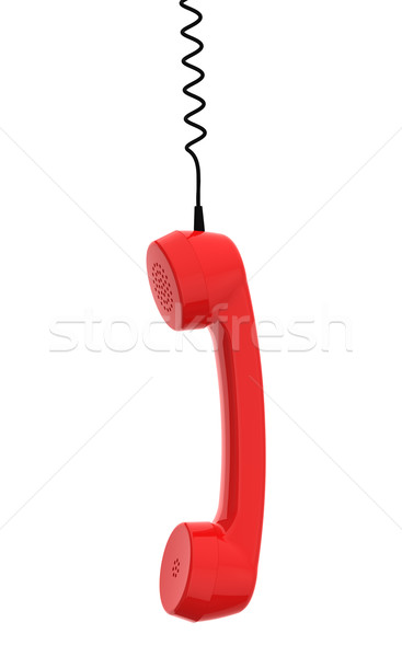 Red Retro Business Telephone Receiver Hangs by its Cord on White Background Stock photo © maxpro