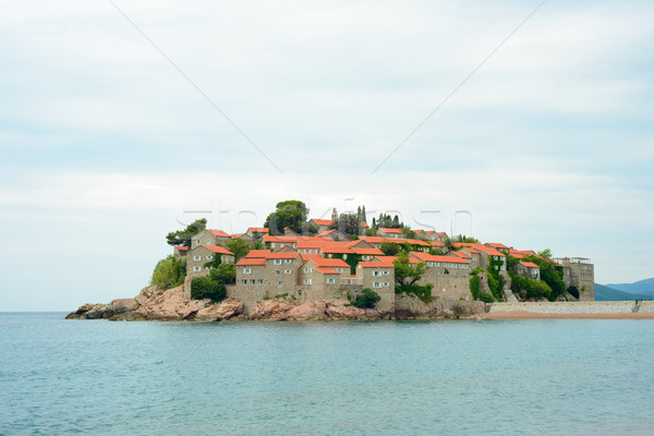 Stock photo: Beautiful Island and Luxury Resort Sveti Stefan, Montenegro. Balkans, Adriatic sea, Europe.