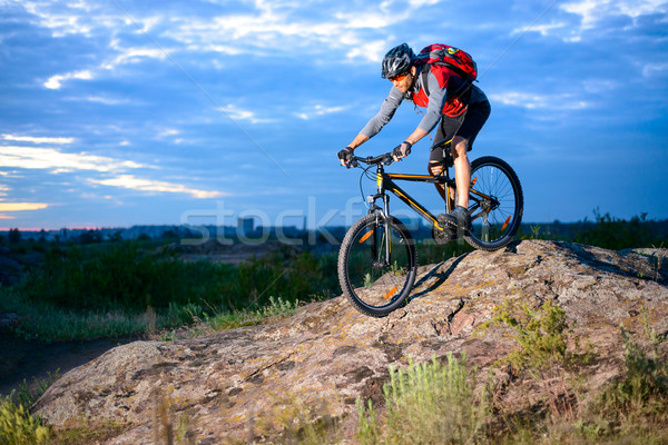 Rowerzysta jazda konna rowerów górskich szlak wygaśnięcia Zdjęcia stock © maxpro