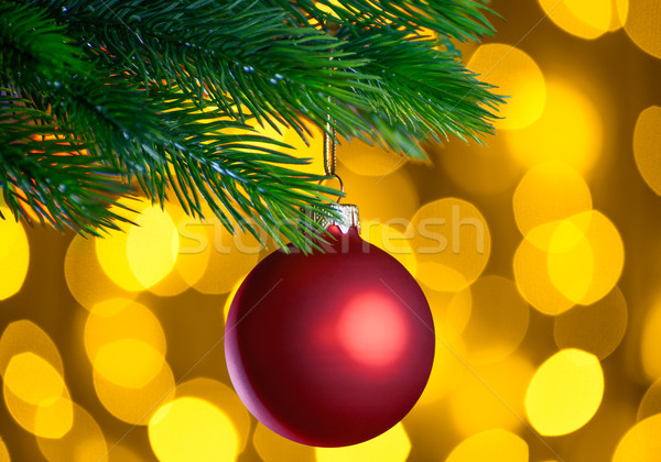 Vermelho natal bola verde ramo Foto stock © maxpro