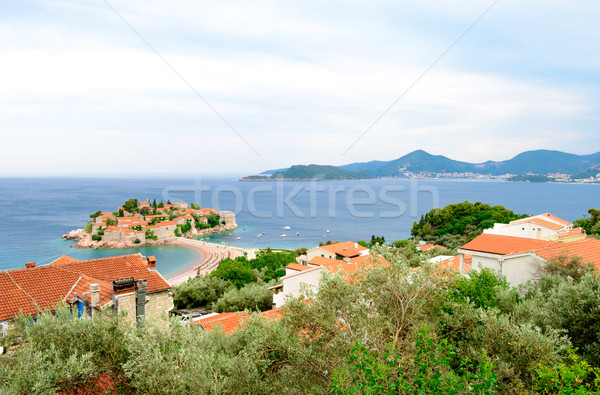 Beautiful Island and Luxury Resort Sveti Stefan, Montenegro. Balkans, Adriatic sea, Europe. Stock photo © maxpro