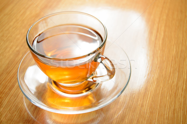 Glass Cup of Green Tea on the Wooden Table Stock photo © maxpro