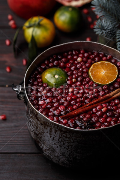 Stock photo: Cranberry mandarin mulled wine