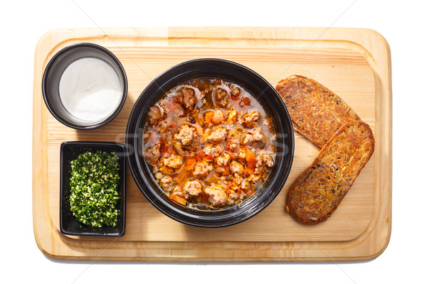 Stock photo: Soup with condiment