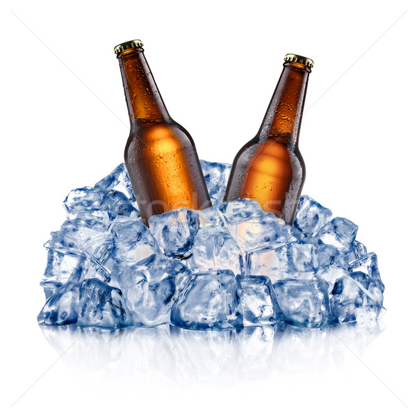 Two cooling beer bottles Stock photo © maxsol7