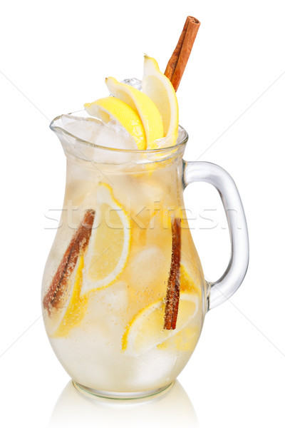 Citrom fahéj limonádé kancsó pezsgő szénsavas Stock fotó © maxsol7
