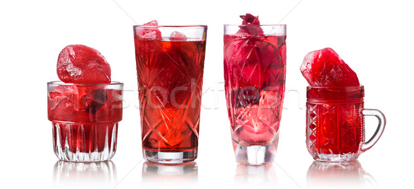 Congelate Hibiscus ceai colectie ochelari roşu Imagine de stoc © maxsol7