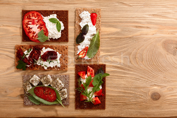 Crispbread open-faced sandwiches Stock photo © maxsol7