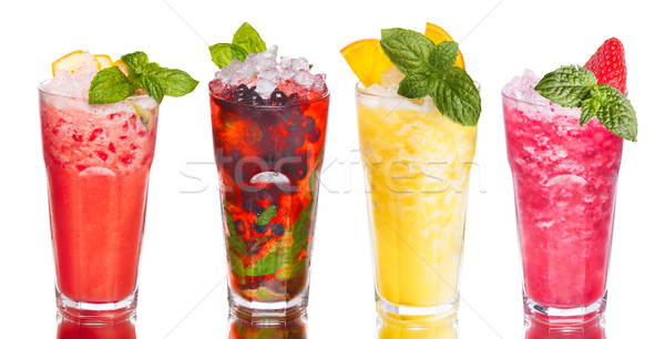 Foto stock: Cocktails · verão · isolado · branco · fruto