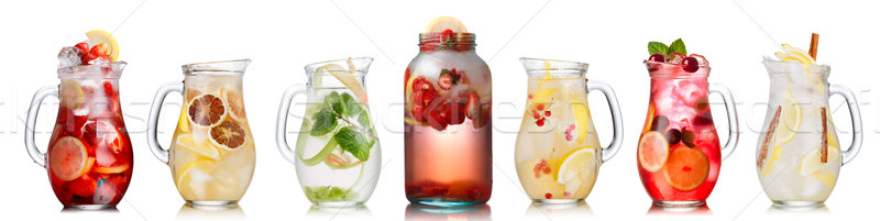 [[stock_photo]]: été · boissons · ensemble · différent · verre · verres