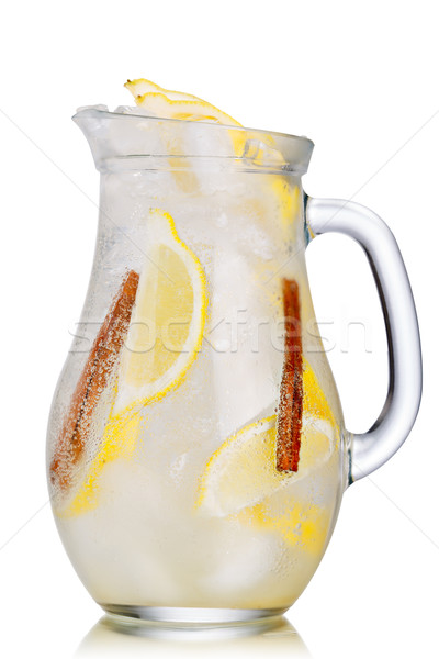 Citrom fahéj limonádé kancsó pezsgő szénsavas Stock fotó © maxsol7