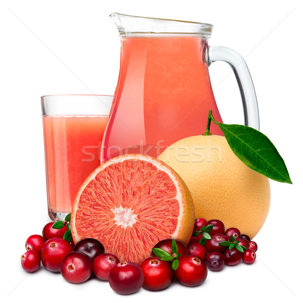 Vörösáfonya grapefruit dzsúz mindkettő üveg gyümölcsök Stock fotó © maxsol7