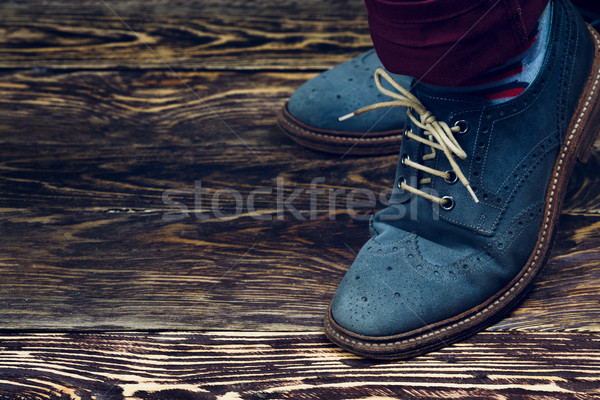 Stock photo: Blue suede shoes