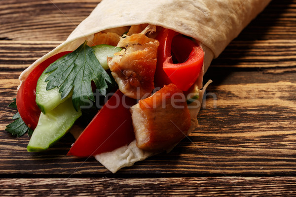 Stockfoto: Traditioneel · kip · groenten · tabel · diner