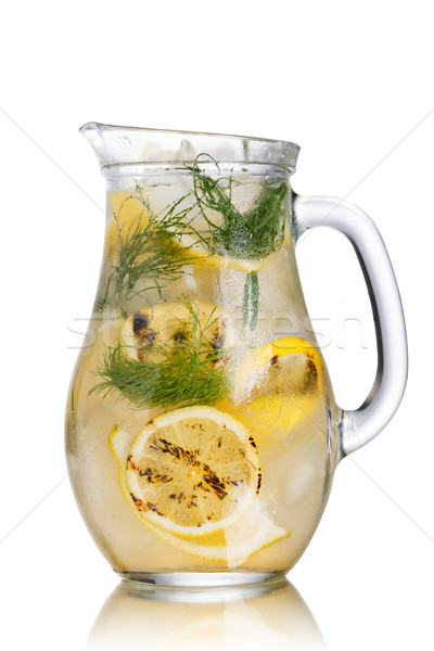 Grillezett citrom detoxikáló víz szénsavas jeges Stock fotó © maxsol7