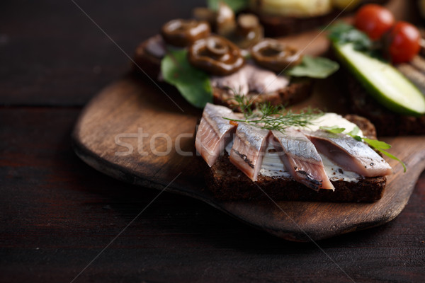Smorrebrod-open sandwiches Stock photo © maxsol7