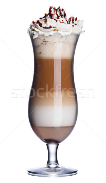 Glass of coffee cocktail with whipped cream and chocolate syrup Stock photo © maxsol7