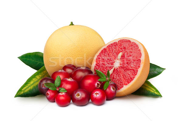 Roze grapefruit geheel half geïsoleerd Stockfoto © maxsol7