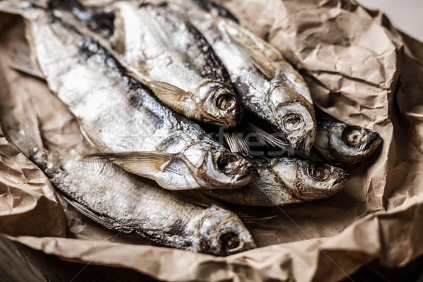 Suszy ryb drewniany stół selektywne focus wąski Zdjęcia stock © maxsol7
