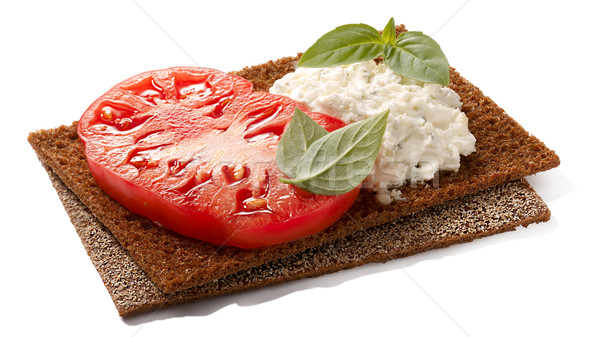 Bread crisps with tomato, cheese and basil Stock photo © maxsol7