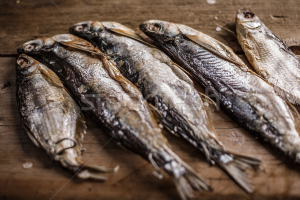 Suszy ryb drewniany stół selektywne focus wąski Zdjęcia stock © maxsol7
