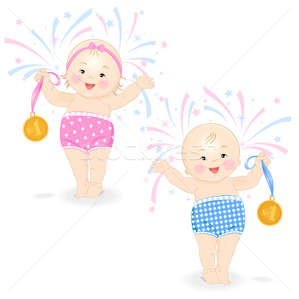 Migliore bambina ragazzo medaglia bianco Foto d'archivio © Mayamy