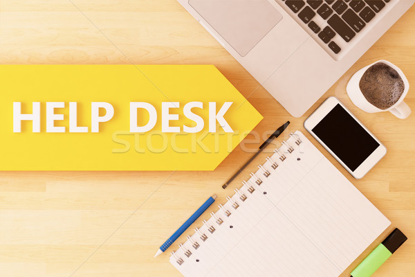 Help desk lineare testo arrow notebook Foto d'archivio © Mazirama