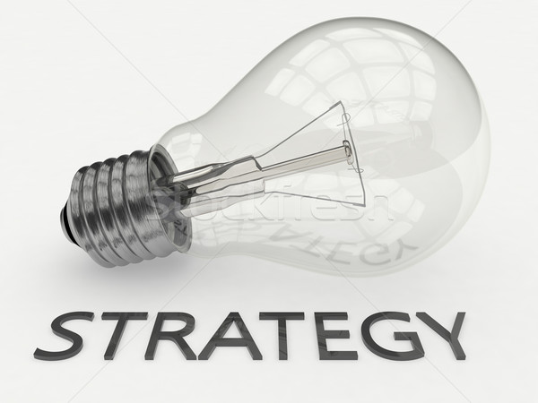 ストックフォト: 戦略 · 電球 · 白 · 文字 · 3dのレンダリング · 実例