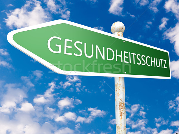 Wort Gesundheit Schutz Gesundheitswesen Straßenschild Illustration Stock foto © Mazirama