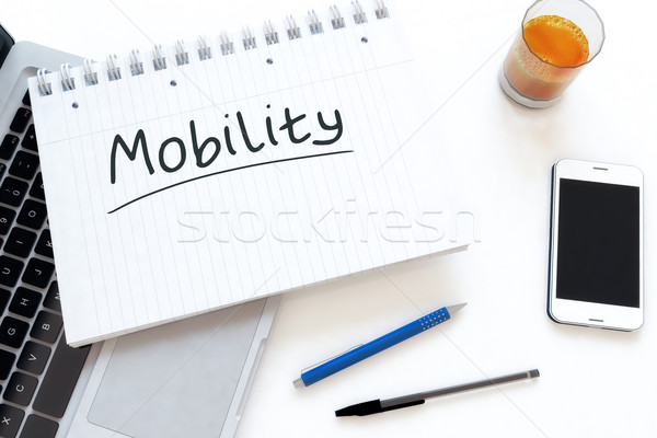 [[stock_photo]]: Mobilité · texte · portable · bureau · rendu · 3d