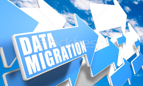 Daten Migration Text blau weiß Pfeile Stock foto © Mazirama
