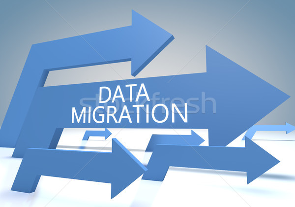 Daten Migration Text blau Pfeile 3d render Stock foto © Mazirama