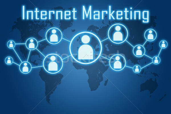 Internet marketing albastru hartă a lumii Internet abstract bărbaţi Imagine de stoc © Mazirama