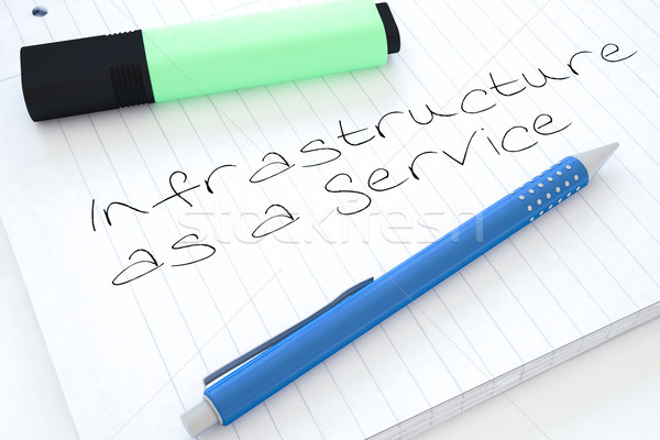 Infrastruktúra szolgáltatás kézzel írott szöveg notebook asztal Stock fotó © Mazirama