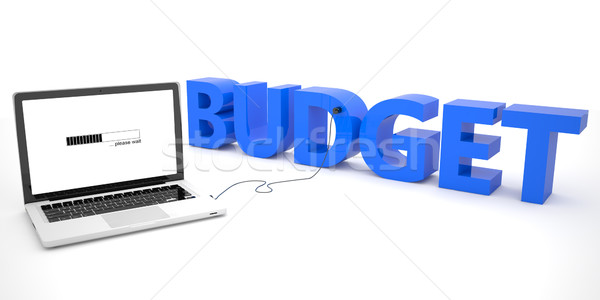 Budget laptop computer woord witte 3d render illustratie Stockfoto © Mazirama