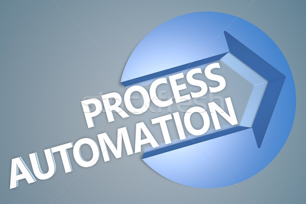 Proces automatizare text 3d face ilustrare săgeată Imagine de stoc © Mazirama
