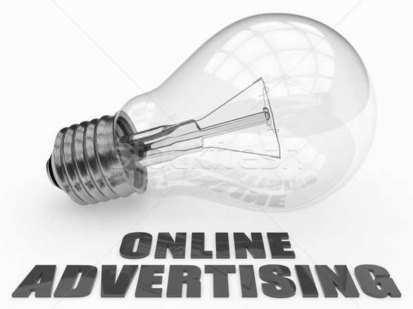 Online pubblicità lampadina bianco testo rendering 3d Foto d'archivio © Mazirama