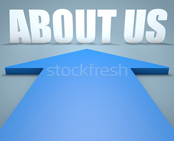 über uns 3d render blau arrow Hinweis Büro Stock foto © Mazirama