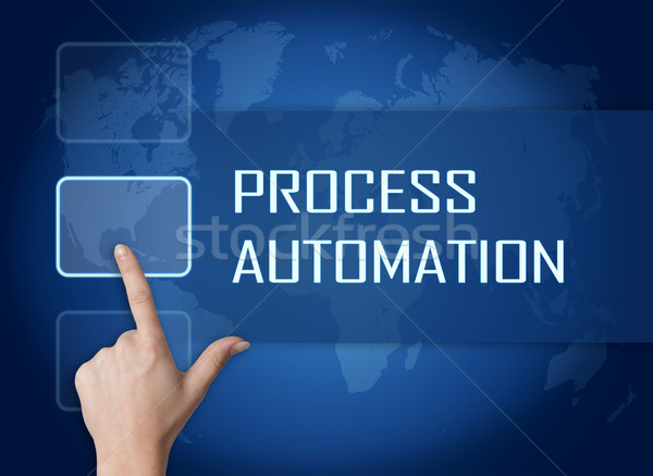 Prozess Automatisierung Schnittstelle Weltkarte blau Bau Stock foto © Mazirama