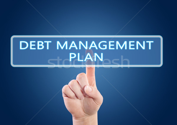 Dívida gestão plano mão botão Foto stock © Mazirama