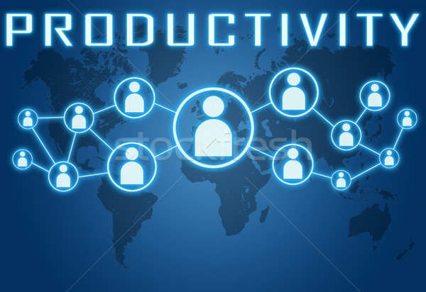 Сток-фото: производительность · синий · Мир · карта · социальной · иконки · бизнеса