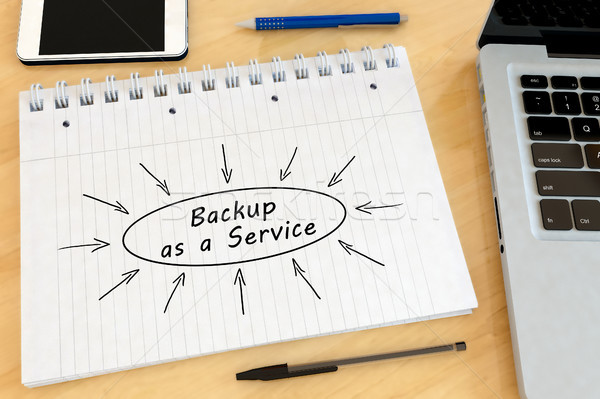 Stock foto: Backup · Service · handschriftlich · Text · Notebook · Schreibtisch