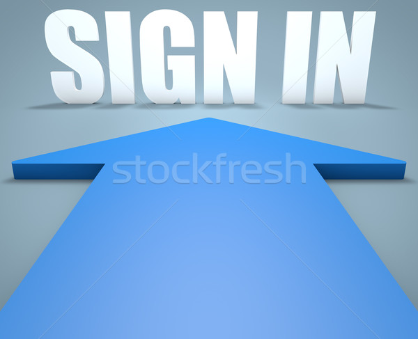 знак 3d визуализации синий стрелка указывая бизнеса Сток-фото © Mazirama