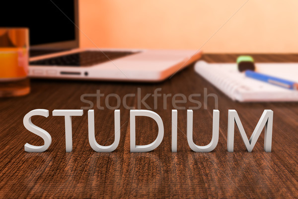 Foto d'archivio: Parola · studio · lettere · legno · desk · computer · portatile