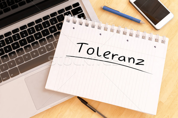 Wort Toleranz handschriftlich Text Notebook Schreibtisch Stock foto © Mazirama