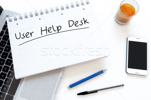Gebruiker helpen bureau tekst notebook Stockfoto © Mazirama